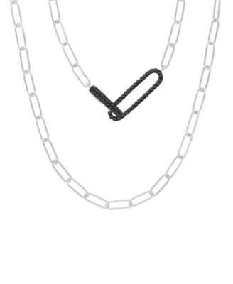 Macy's - Black Spinel Pav&eacute; Interlocking Paperclip Link 19" Statement Necklace (1/2 ct. t.w.) in Sterling Silver