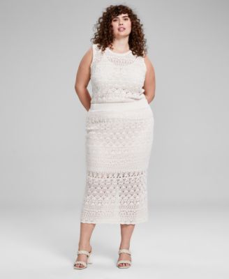 And Now This - Trendy Plus Size Crochet Midi Skirt