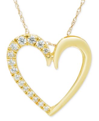 Macy's - Diamond Open Heart 18" Pendant Necklace (1/5 ct. t.w.) in 14k Gold