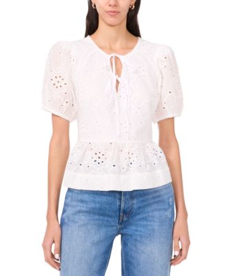 Parker - Women's The Alina Eyelet Peplum Top