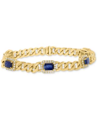 EFFY Collection - Diamond (5/8 ct. t.w.) & Sapphire (3-1/3 ct. t.w.) Bracelet in 14k Gold Over Silver