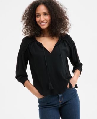 Style & Co - Women's Tasseled-Tie 3/4-Sleeve Top
