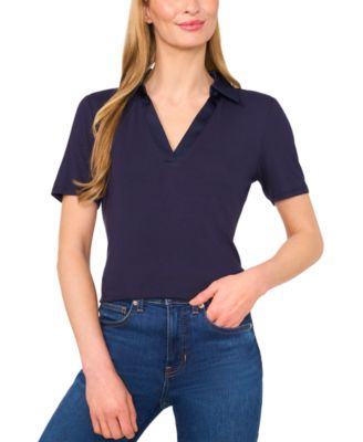 CeCe - Women's Contrast-Trim Short Sleeve Polo Shirt