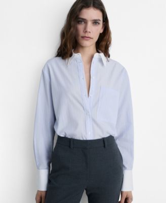 MANGO - Women's Cotton-Blend Combined Shirt