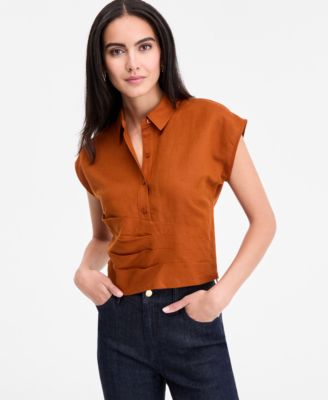 I.N.C. International Concepts - Women's Linen-Blend Wrap Blouse, Exclusively at Macy's