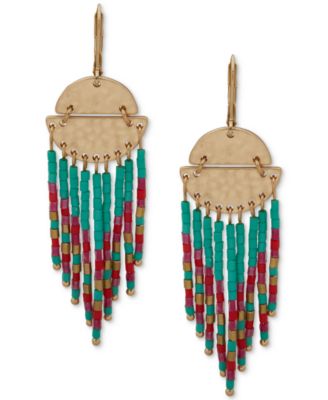 lonna & lilly - Gold-Tone Beaded Fringe Statement Earrings