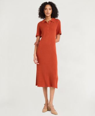 Luxely - Women's Solid-Color Collared Midi Dress