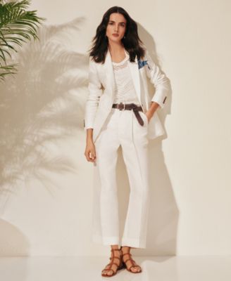 Lauren Ralph Lauren - Women's Pleated Linen-Blend Twill Wide-Leg Pants