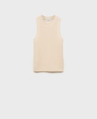 MANGO - Women's Ribbed Wool-Blend Top