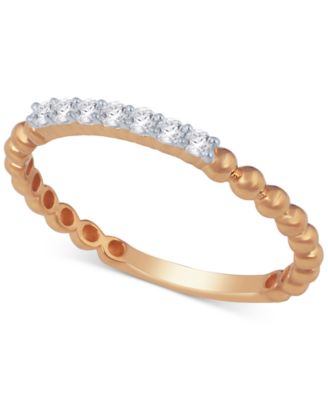 Macy's - Diamond Stackable Beaded Band (1/8 ct. t.w.)
