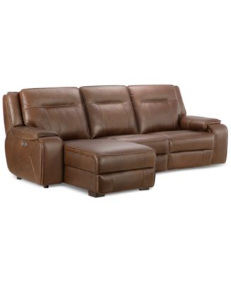 Furniture - 3-Pc Leather Sofa with 2 Power Recliners and Chaise