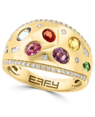 EFFY Collection - Multi-Gemstone (1-1/8 ct. t.w.) & Diamond (1/3 ct. t.w.) Scattered Statement Ring in 14k Gold