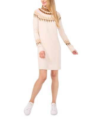 CeCe - Women's Fair Isle Long-Sleeve Sweater Dress