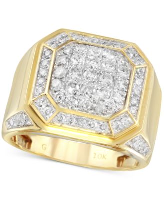 Macy's - Men's Diamond Cluster Ring (2 ct. t.w.) in 10k Gold