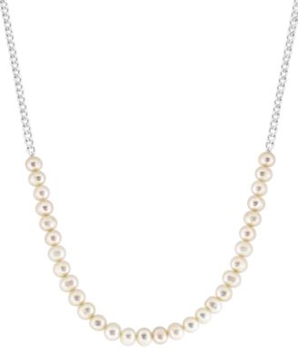 EFFY Collection - Cultured Freshwater Pearl (6mm) & Cable Chain Collar Necklace in Sterling Silver, 18" + 1" extender