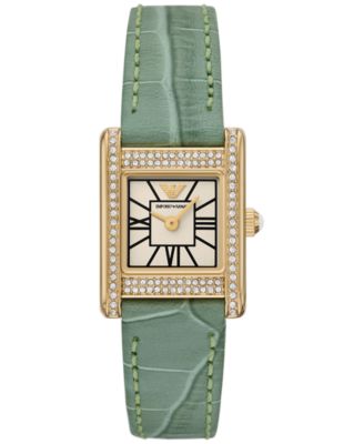 Emporio Armani - Women's Green Leather Strap Watch 20mm