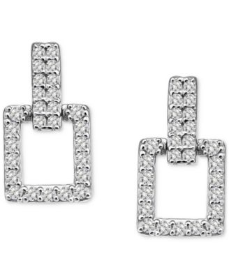 Giani Bernini - Cubic Zirconia Square Doorknocker Drop Earrings