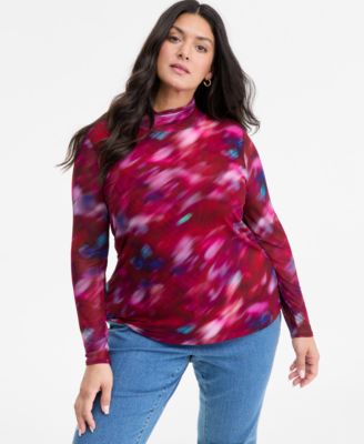 I.N.C. International Concepts - Plus Size Mock-Turtleneck Top