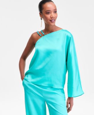 I.N.C. International Concepts - Women's Asymmetric Beaded-Strap Top