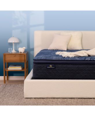 Serta - Perfect Sleeper Cobalt Calm 15" Plush Pillow Top Mattress Set, Twin XL