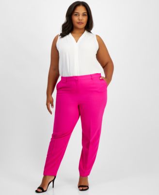 Tahari ASL - Plus Size Classic Straight-Leg Mid-Rise Pants