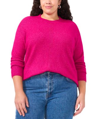 Vince Camuto - Plus Size Ribbed-Front Crewneck Sweater