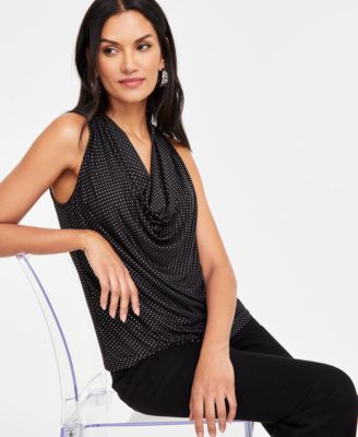 I.N.C. International Concepts - Women's Sparkle Cowlneck Top