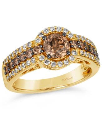 Le Vian - Chocolate Diamond & Nude Diamond Halo Triple Row Ring (1-3/8 ct. t.w.) in 14k Gold
