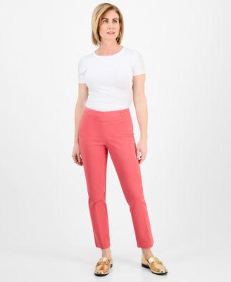JM Collection - Petite Studded-Rivet Straight-Leg Pants