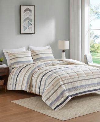 Addison Park - Noah Stripe Reversible Printed Comforter Set
