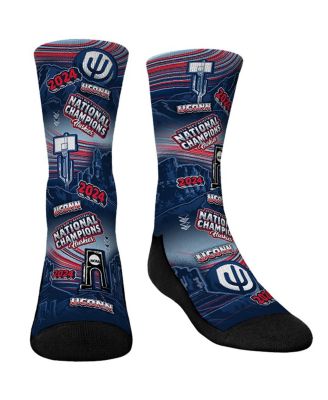 Rock 'Em - Big Boys and Girls Rock Em Socks Navy UConn Huskies 2024 NCAA Men's Basketball National Champions Canyon All-Over Crew Socks