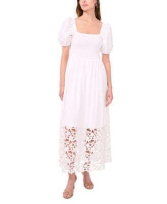 CeCe - Women's Cotton Lace Smocked Midi Dress