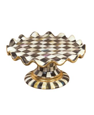 Mackenzie-Childs - Courtly Check Ceramic Fluted Cake Stand