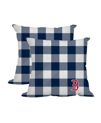 Logo Brands - Boston Red Sox 2-Pack Buffalo Check Plaid Outdoor Pillow Set