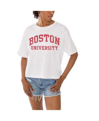 Gameday Couture - Women's White Boston University Claim To Fame Boxy Cropped T-Shirt