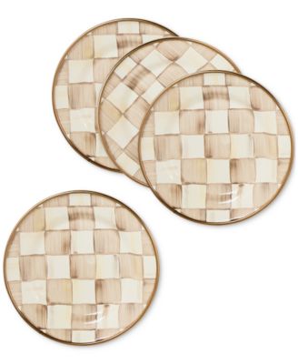 MacKenzie-Childs - Mocha Check Appetizer Plates, Set of 4
