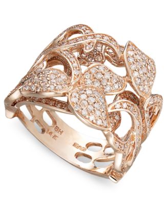 EFFY Collection - Diamond Leaf and Flower Ring (9/10 ct. t.w.) in 14k Rose Gold