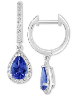 EFFY Collection - Tanzanite (1-1/6 ct. t.w.) & Diamond (1/4 ct. t.w.) Dangle Hoop Drop Earrings in Sterling Silver