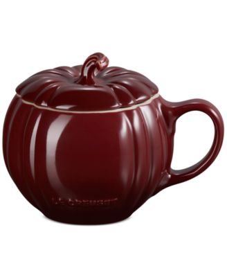Le Creuset - Stoneware Pumpkin Mug with Lid, 14 oz., Persimmon