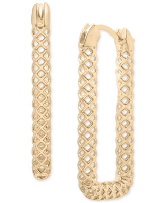 Audrey by Aurate - Lattice Rectangular Hoop Earrings in Gold Vermeil