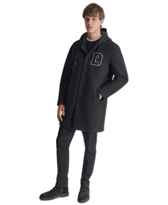 DKNY - Men's Tufted-Chenille Logo Appliqu&eacute; Long Hooded Stadium Coat