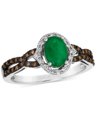 Le Vian - New Emerald (1/2 ct. t.w.) & Diamond (1/4 ct. t.w.) Oval Halo Twist Ring in 14k White Gold