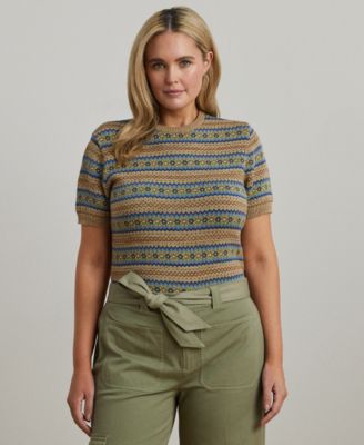 Lauren Ralph Lauren - Plus Size Fair Isle Short-Sleeve Sweater