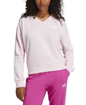 adidas - Women's Essentials 3-Stripes French Terry V-Neck Sweatshirt