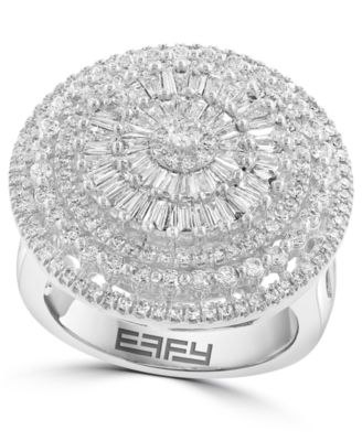 EFFY Collection - Diamond Round & Baguette Sunburst Cluster Statement Ring (1-1/2 ct. t.w.) in 14k White Gold