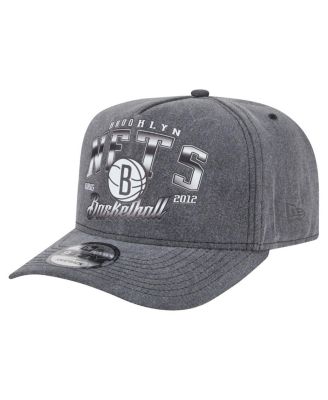 New Era - Men's Charcoal Brooklyn Nets Throwback Washed Pre-Curved 9FIFTY Snapback Hat