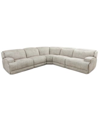 Furniture - Sebaston 5-Pc. Fabric Sectional with 2 Power Motion Recliners