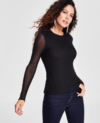 I.N.C. International Concepts - Women's Mesh Crewneck Top