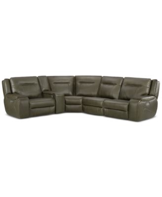 Furniture - 5-Pc. Leather Sectional with 3 Power Recliners