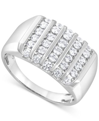 Macy's - Men's Diamond Multirow Cluster Ring (1 ct. t.w.) in 10k White, Yellow or Rose Gold